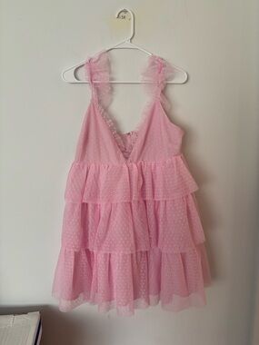more to come baby pink arabela ruffle tiered flowy tulle mini dress🎀